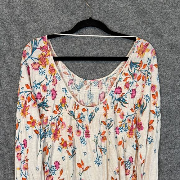 Free People Shirt Womens Small White Floral Cottage Core Bohemian Stretch - Picture 9 of 9